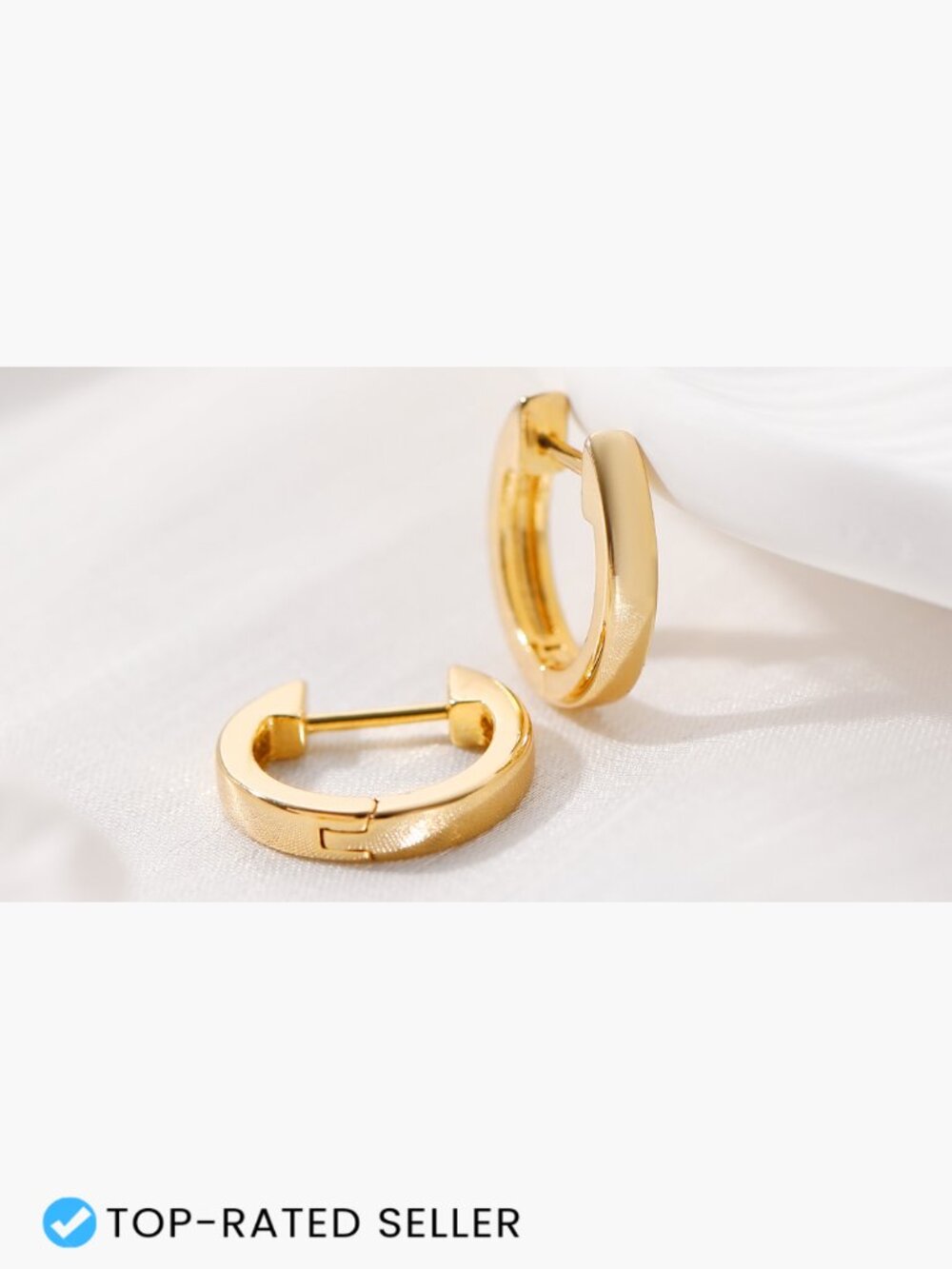 Gold Huggie Hoop Earrings Hypoallergenic Lightweight Women Jewelry - Picture 7 of 7